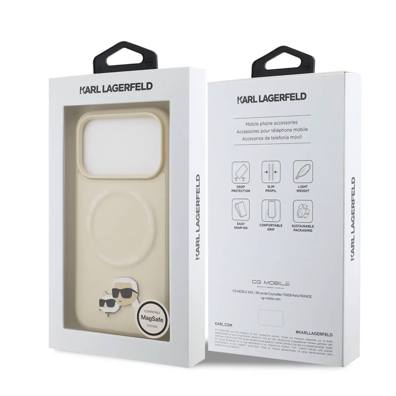 قاب کارل لاگرفلد Karl Lagerfeld در کنار گربه با مگ سیف Iphone سری 17